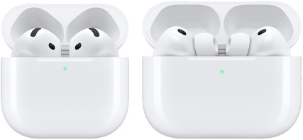 AirPods 4 e AirPods Pro 3 com as tampas abertas