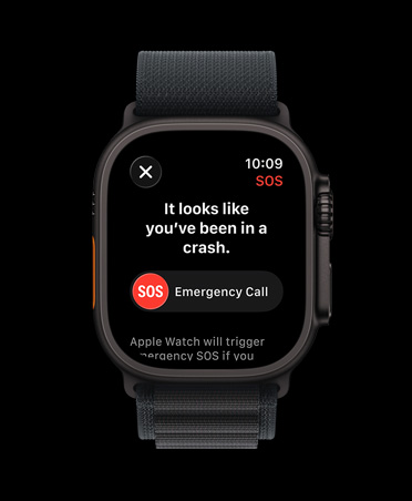 Apple Watch Ultra 3, must värv, titaanist korpus, autoavarii tuvastamise teavitus, hädaabikõne teade, rihm Alpine Loop, must värv