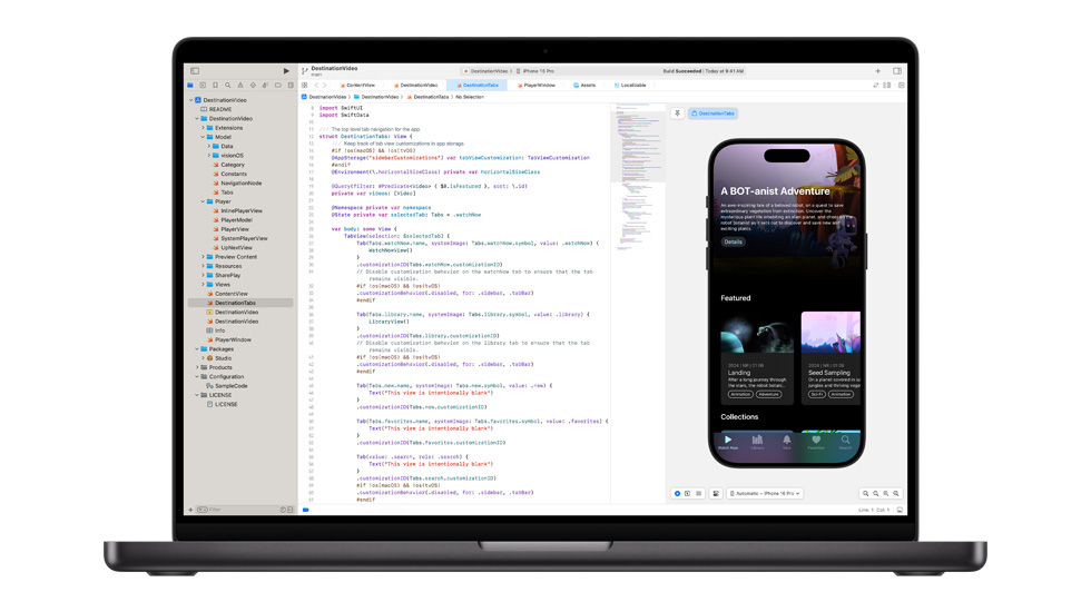 En öppen Mac med Apples kodredigeringsapp Swift.