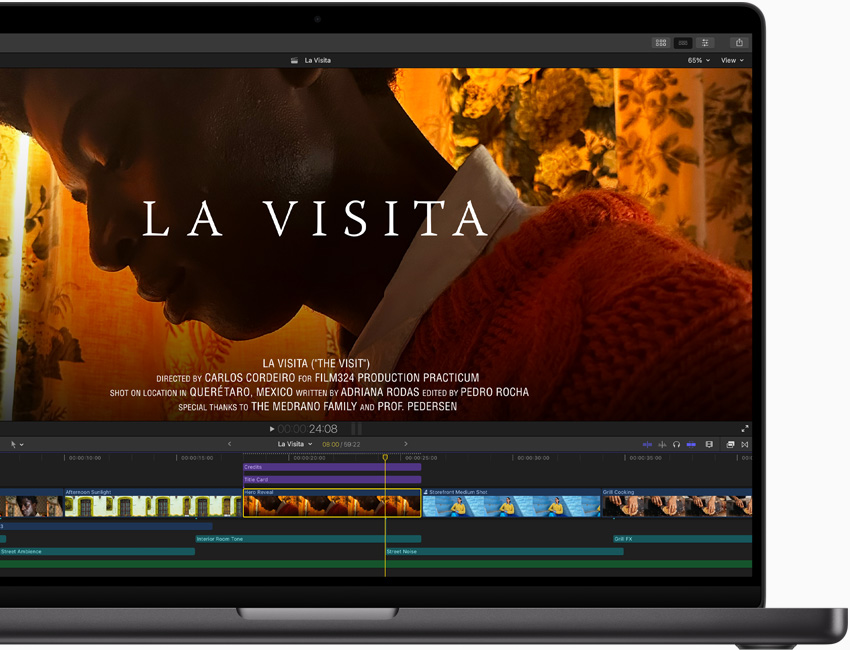 Final Cut Pro otevřené na MacBooku Pro