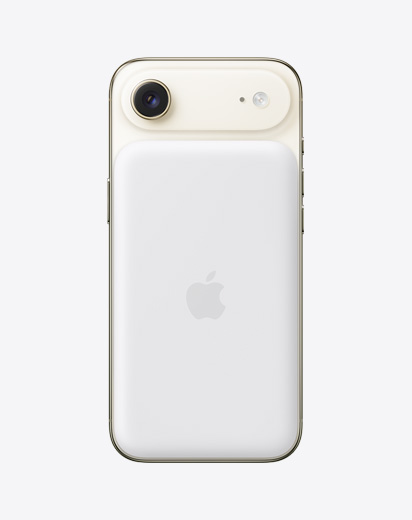 جهاز iPhone Air، الجزء الخلفي الخارجي، لون ذهبي فاتح، مثبّت عليه بطارية MagSafe‏