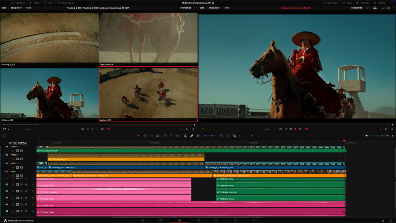 在 Studio Display 和 Mac Studio 上，以 DaVinci Resolve Studio 進行多鏡位影片剪輯工作流程