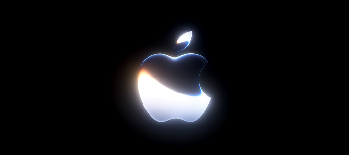 Logo Apple se stříbrným podsvícením